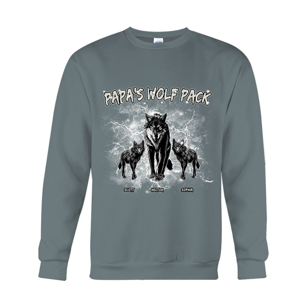 Papa's Wolf Pack Thunder Bootleg - Personalized Father T-shirt And Hoodie