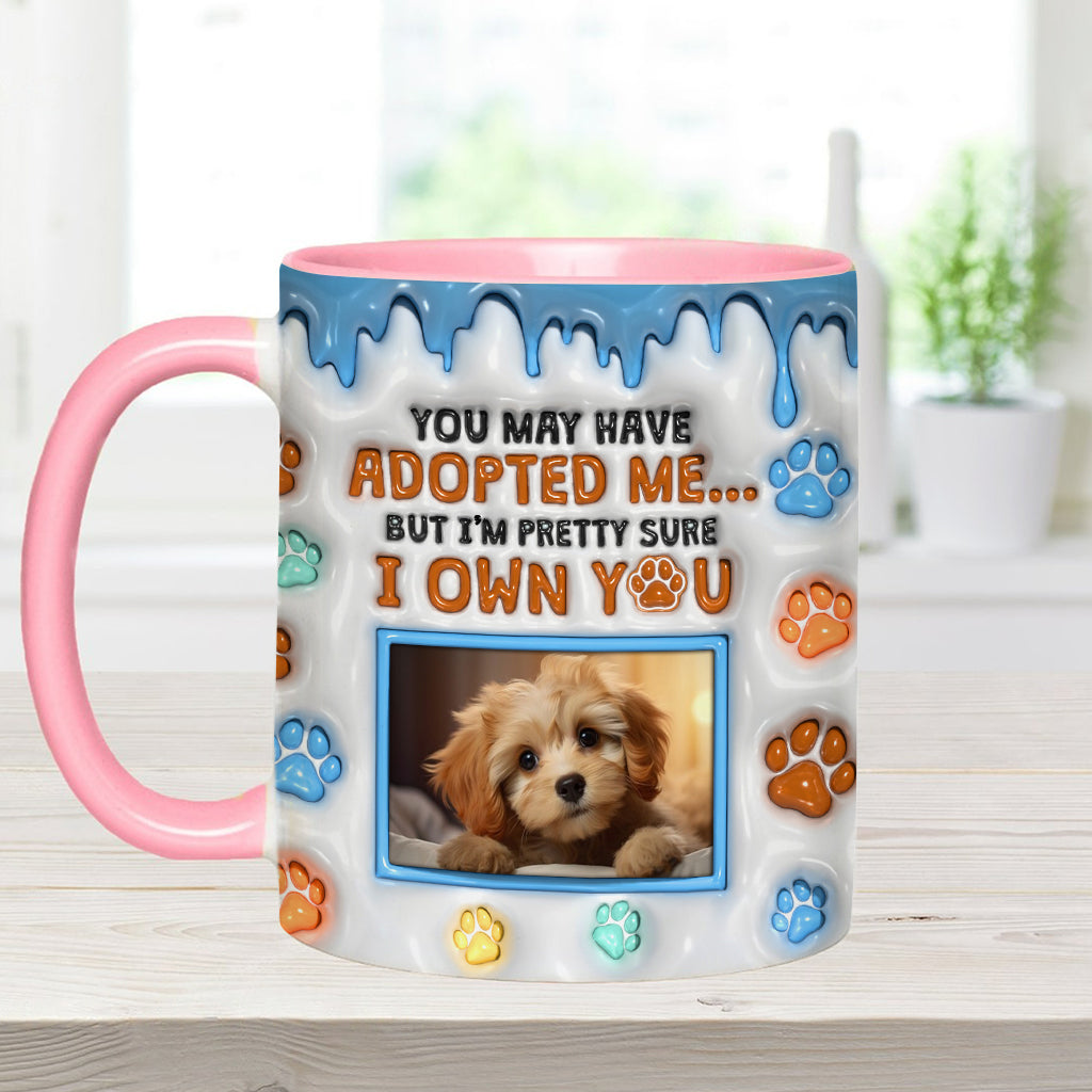 Tu m'as peut-être adopté, mais je suis presque sûr que tu m'appartiens - Mug personnalisé avec motif chien