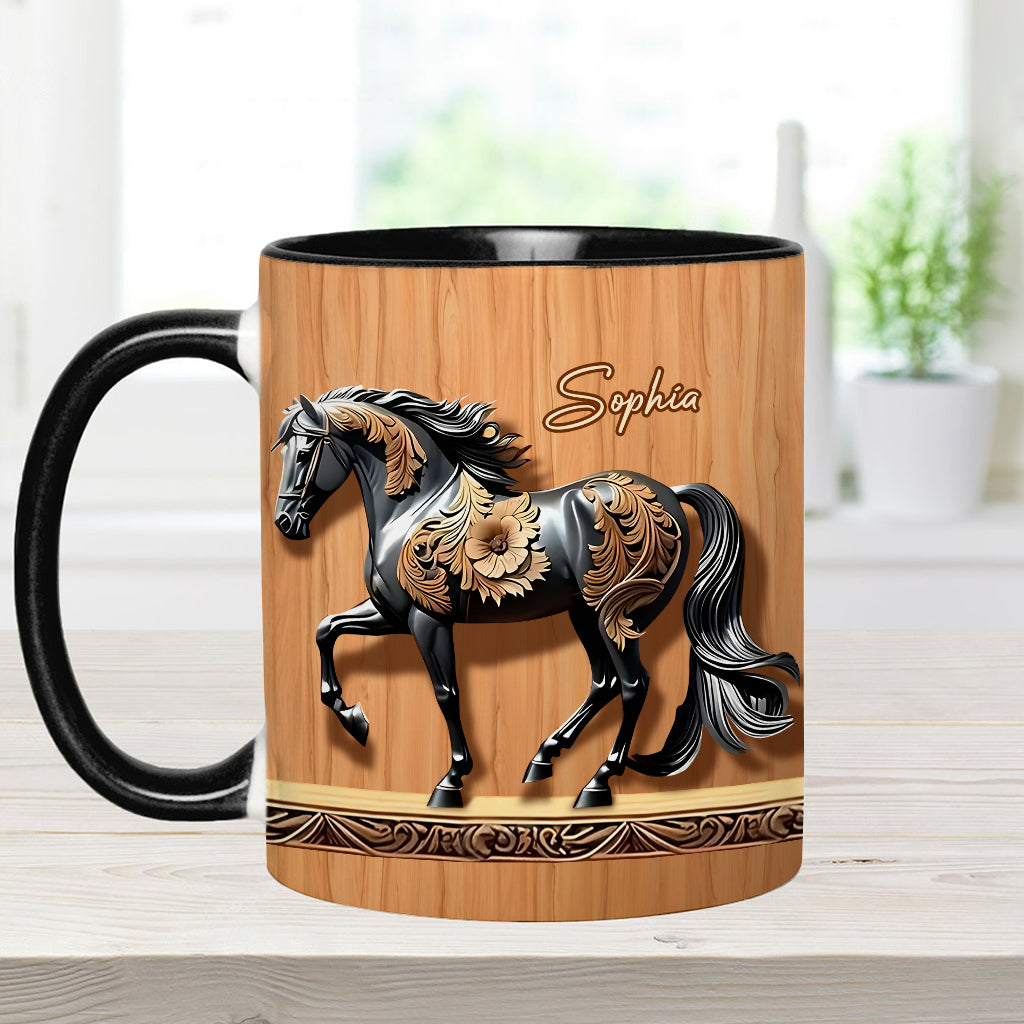 Mug personnalisé Black Horse - Motif cheval