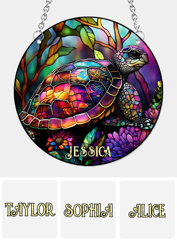 Salty Lil Beach - Ornement attrape-soleil tortue personnalisé à suspendre à la fenêtre 