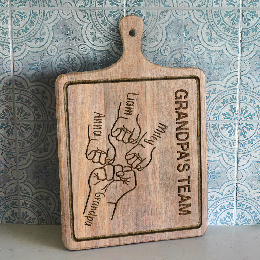 Grandpa's Grilling Team - Personalized Grandpa Cutting Board