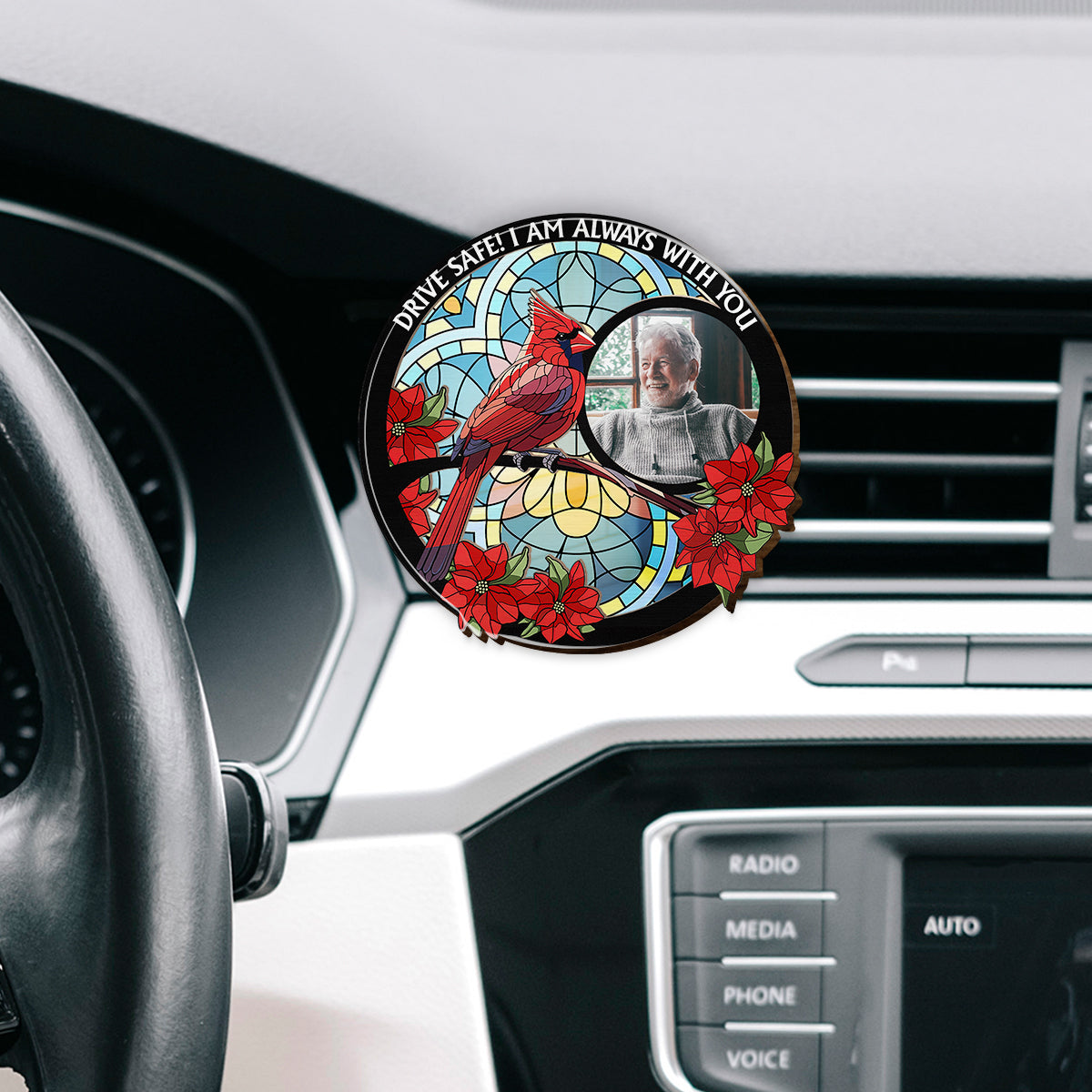 Conduis prudemment, je suis toujours avec toi - Clip de pare-soleil de voiture personnalisé en forme de mémorial