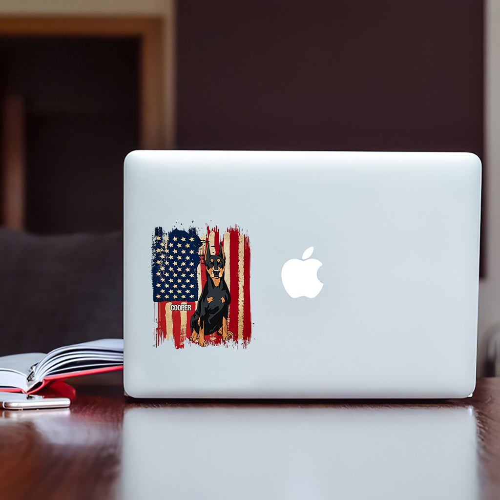 Autocollant personnalisé pour chien avec motif drapeau à cheval