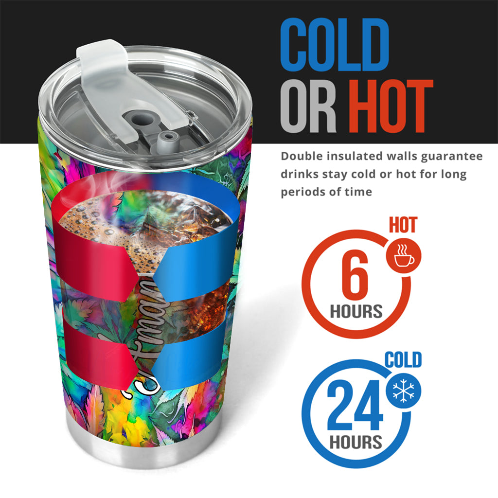 Psychedelic Marijuana Leaf - Personalized Weed Tumbler