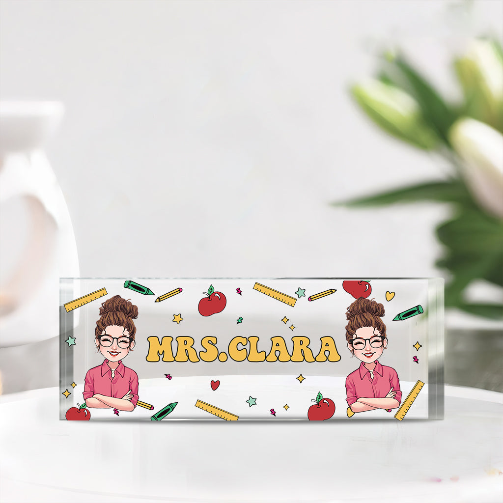 Plaque nominative personnalisée pour bureau d'enseignant - Plaque acrylique personnalisée en forme sur mesure