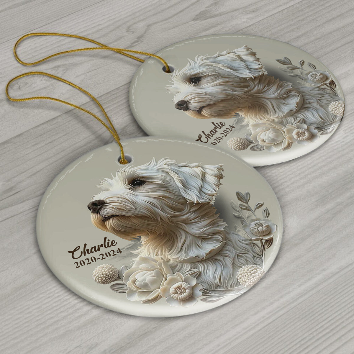 In Loving Memory - Personalized Dog Ceramic Circle Ornament