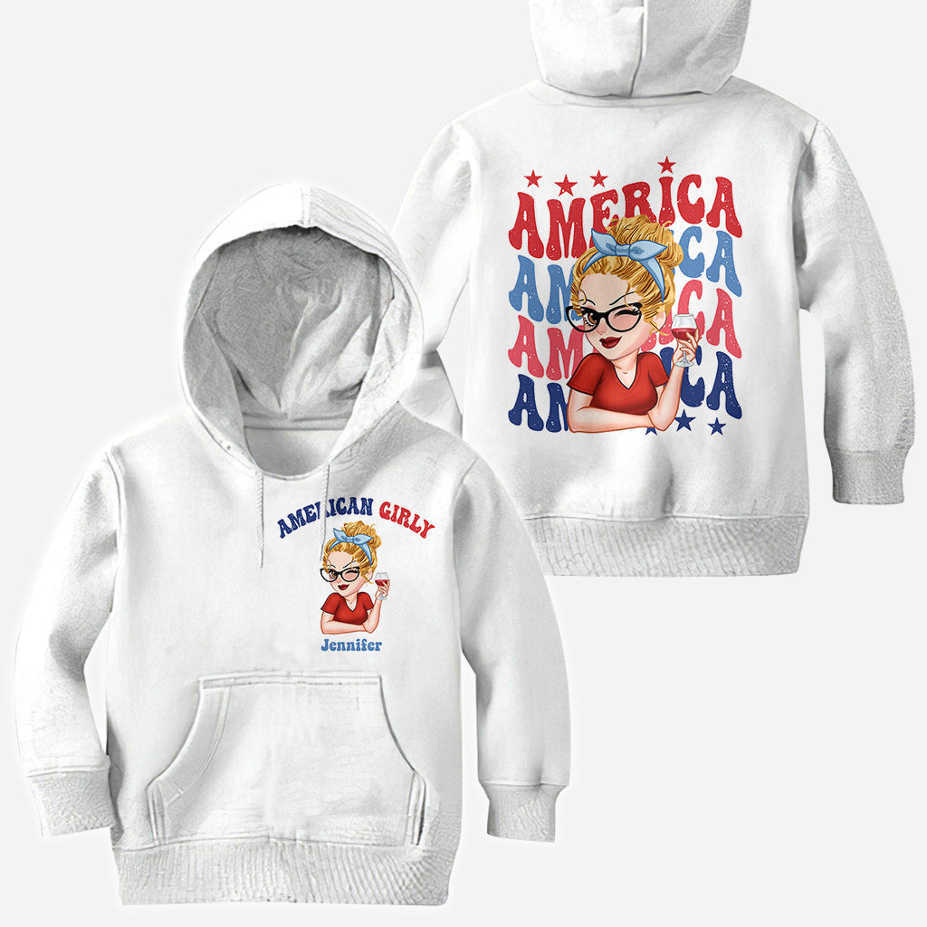 T-shirt personnalisé American Girly pour la fête nationale américaine (4 juillet).