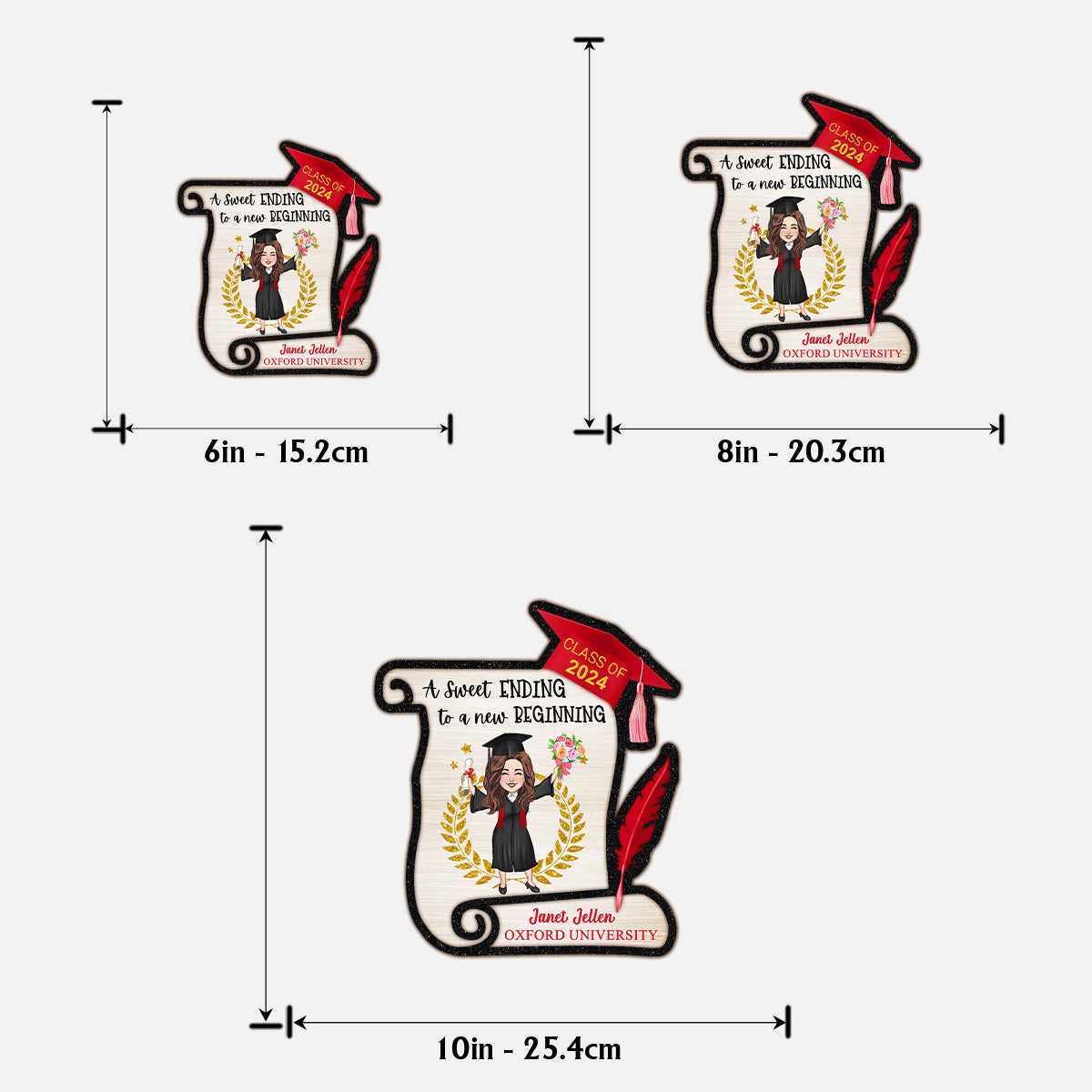 A Sweet Ending To A New Begining - Personalized Graduation 2 Layered Wood Sign / Wood Plaque