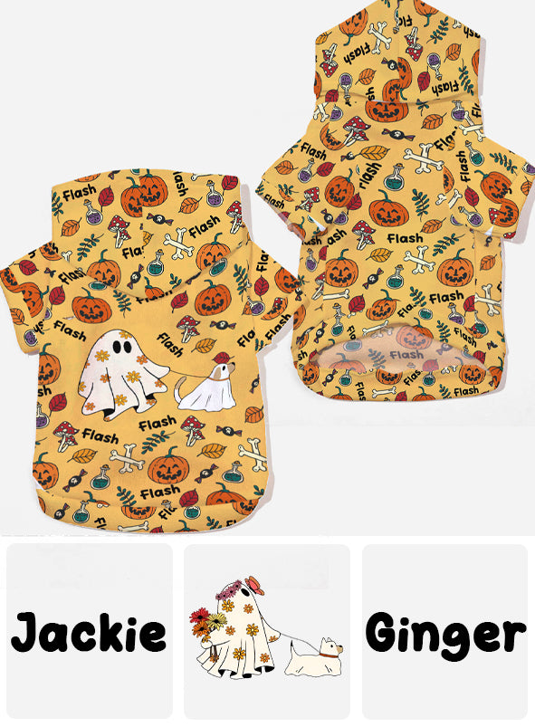 Sweat à capuche personnalisé pour chien fantôme mignon, citrouille et chauve-souris