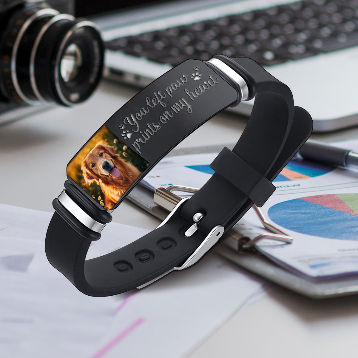 Tu as laissé des empreintes de pattes sur mon cœur - Bracelet personnalisé gravé avec un chien