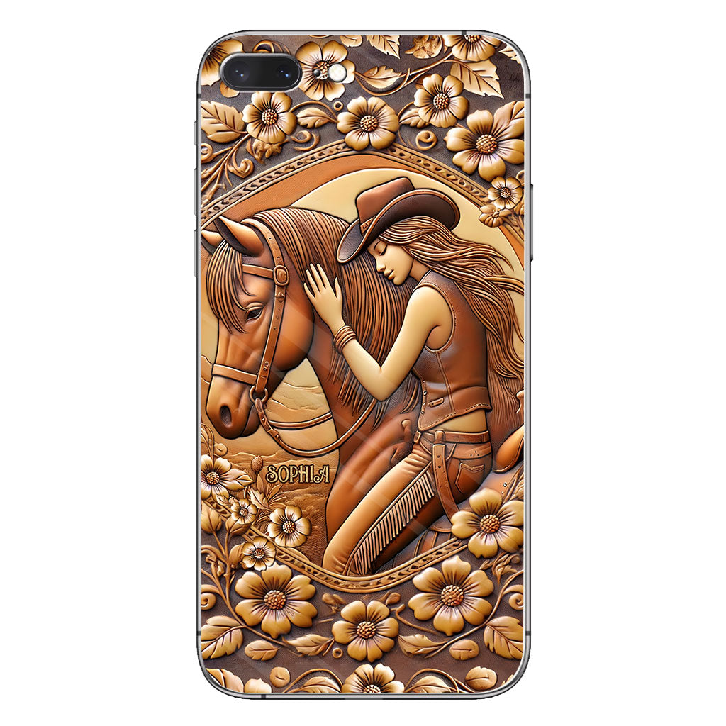 Une fille et son cheval - Coque de téléphone personnalisée à motif cheval