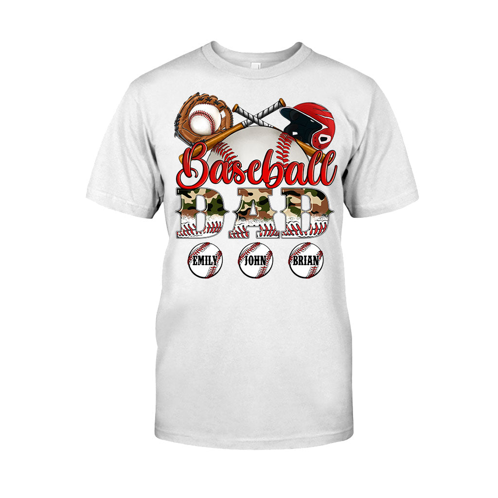 Meilleur papa de joueur de baseball au monde - T-shirt et sweat à capuche camouflage personnalisés - Sweat à capuche