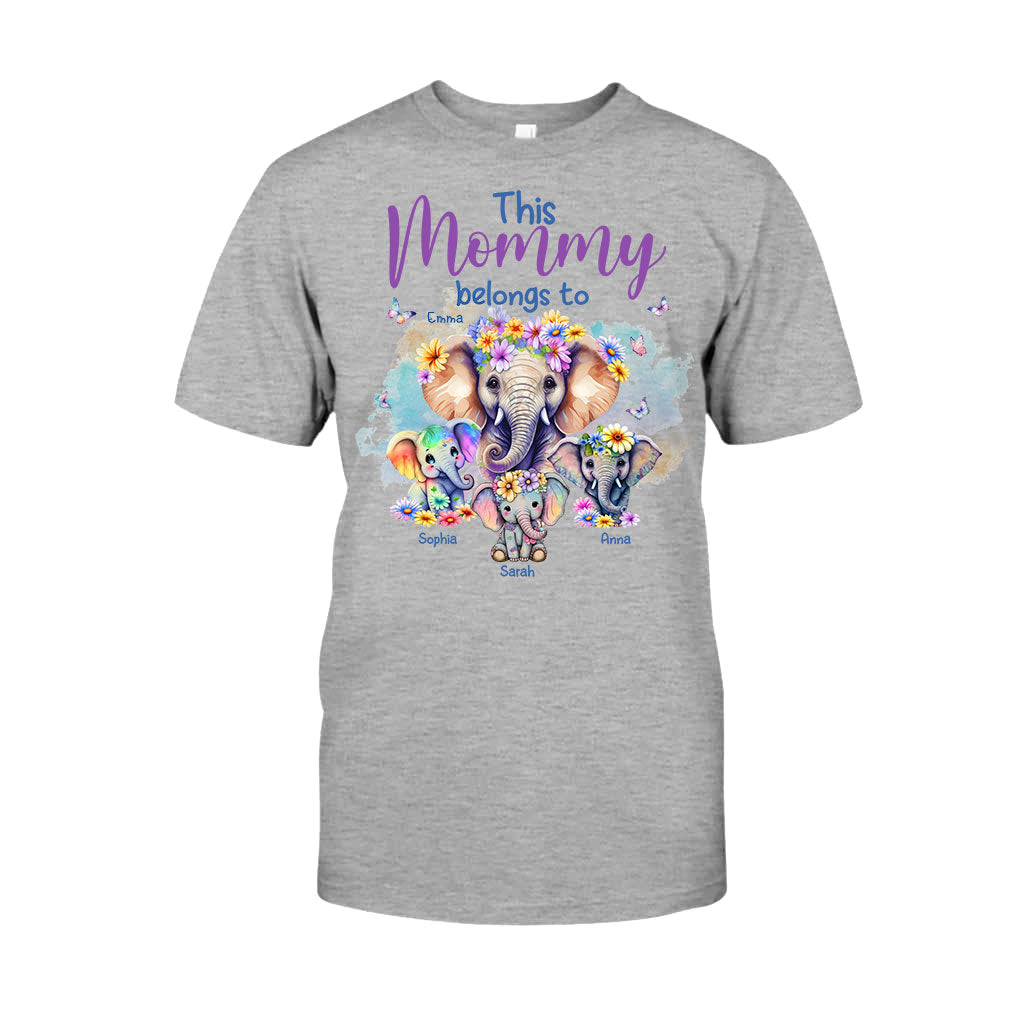 Éléphants à qui maman appartient - T-shirt et sweat à capuche personnalisés pour maman