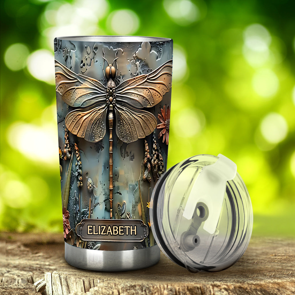 Stunning Dragonfly - Personalized Dragonfly Tumbler