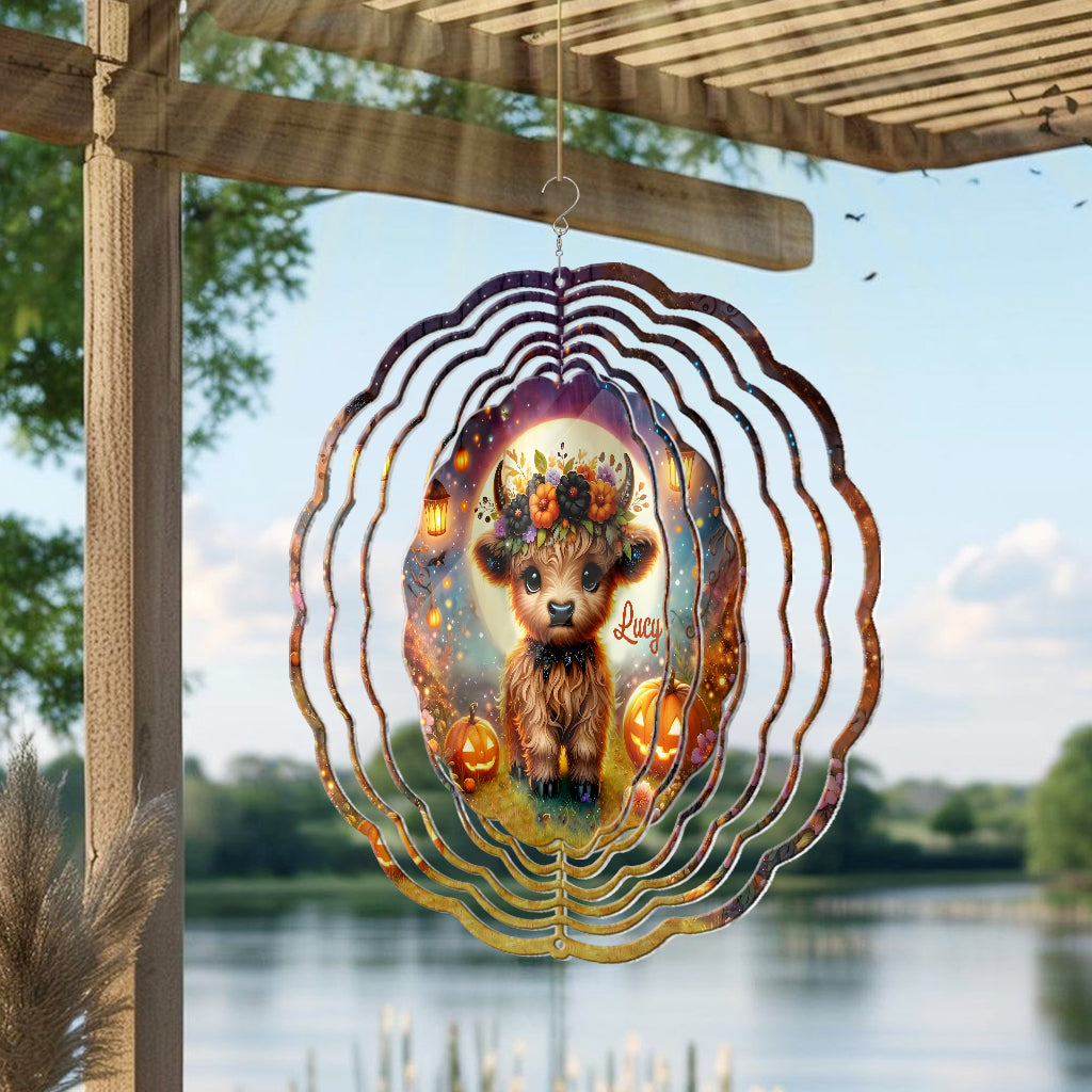 Halloween Highland Cow - Personalized Wind Spinner