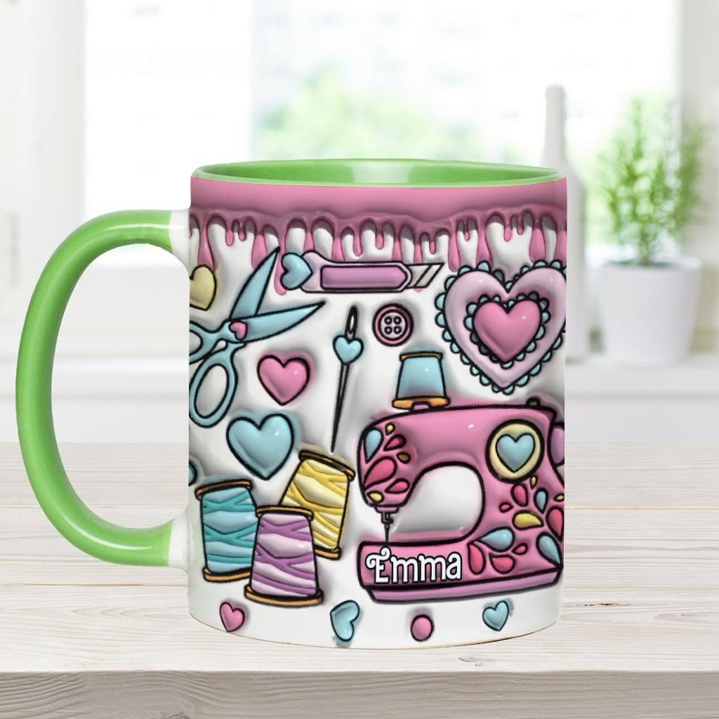 Sewing Lovers Pink - Personalized Sewing Accent Mug