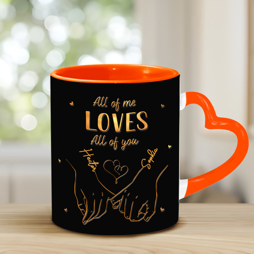 De notre premier baiser à notre dernier souffle - Mug personnalisé pour couple avec anse en forme de cœur