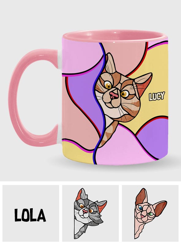 Mug personnalisé à motif chat « Chats qui regardent »