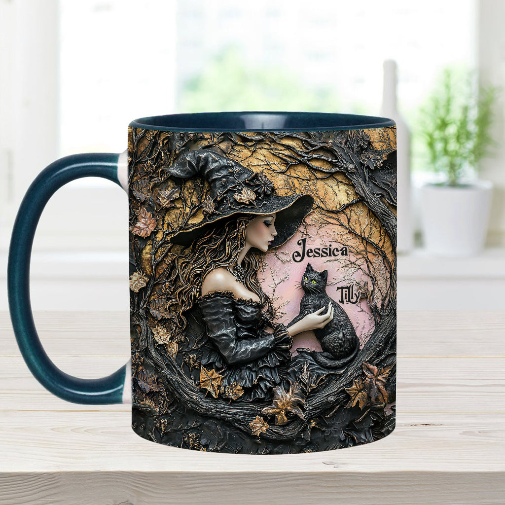 Une sorcière et son chat noir : c'est magnifique ! - Mug personnalisé à l'effigie d'une sorcière