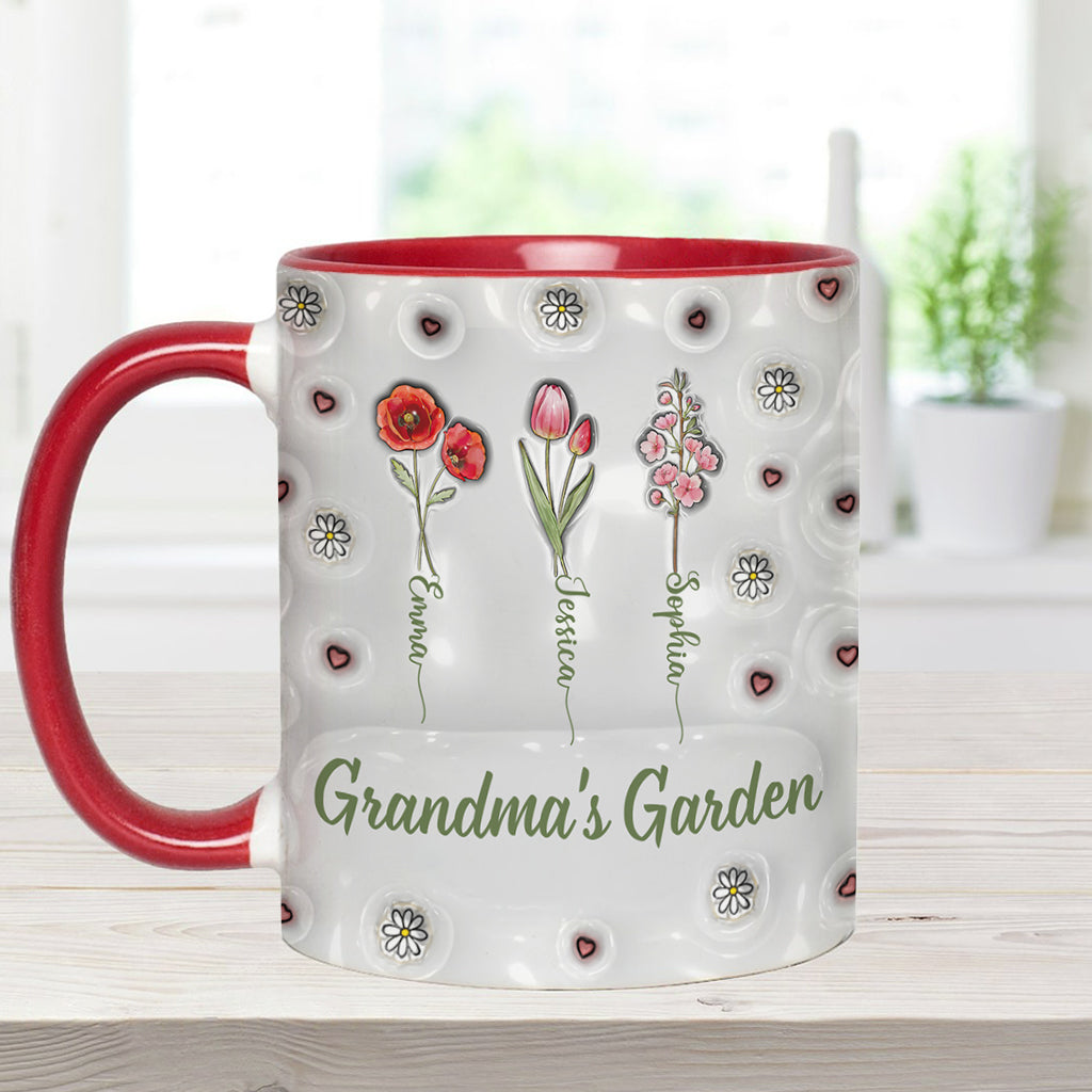 Fleurs du mois de naissance - Jardin de grand-mère - Mug personnalisé pour grand-mère