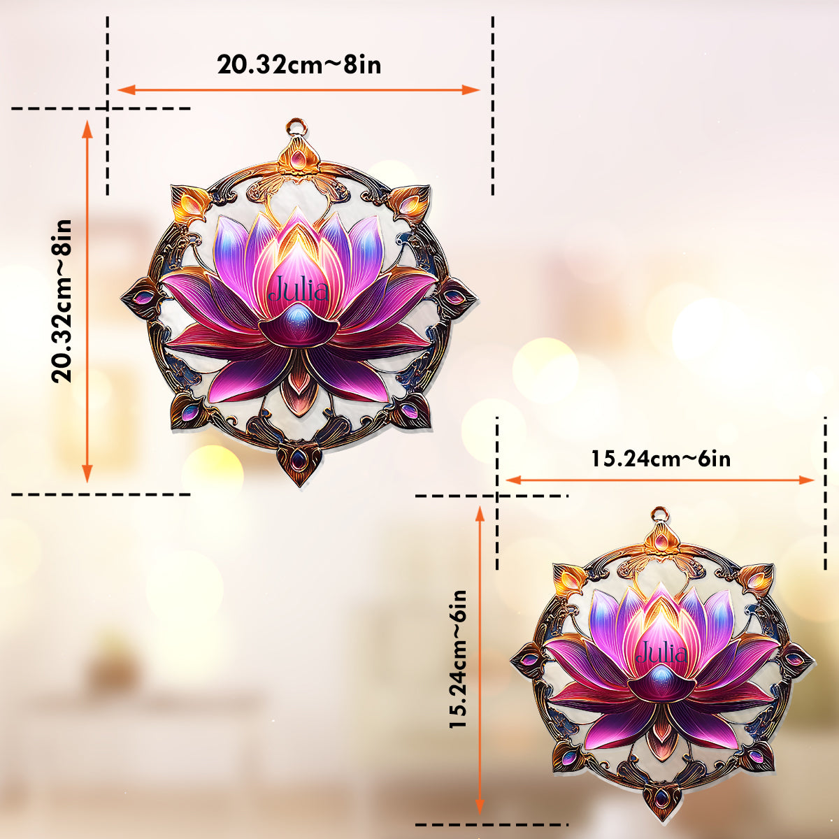 Magnifique lotus - Ornement attrape-soleil personnalisé à suspendre à une fenêtre, inspiré du yoga 