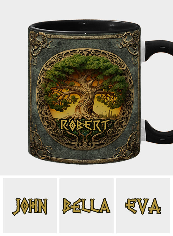 Mug personnalisé style rustique inspiré de la mythologie scandinave et de l'Arbre de Vie - Mug à accent irlandais