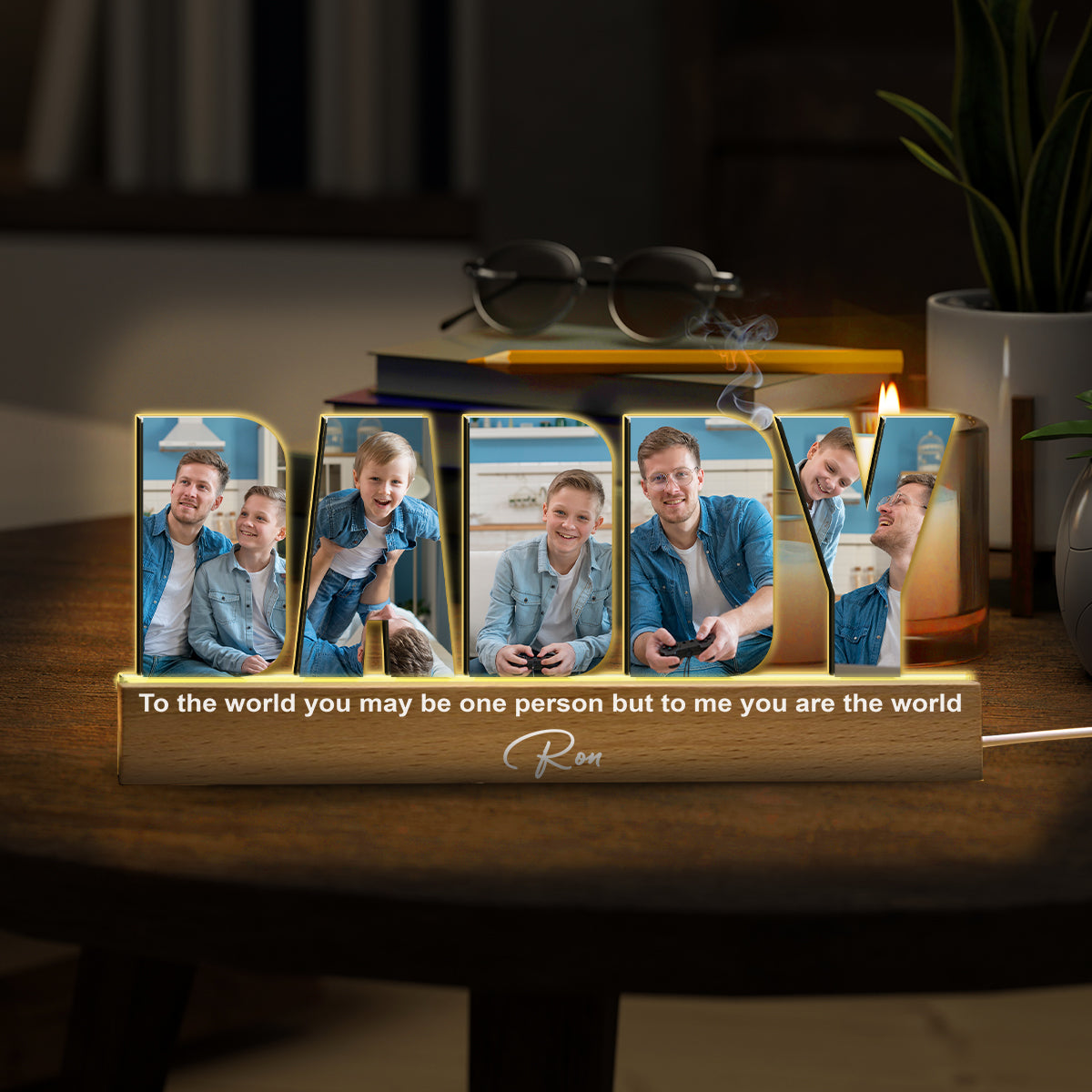 Dad Photo Collage - Personalized Father Custom LED Night Light