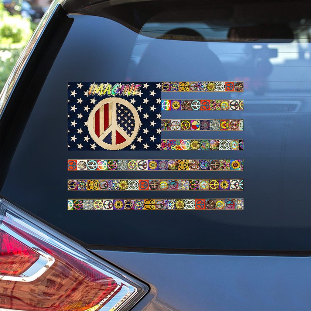 Imagine Hippie Soul Retro Flag - Hippie Decal Full