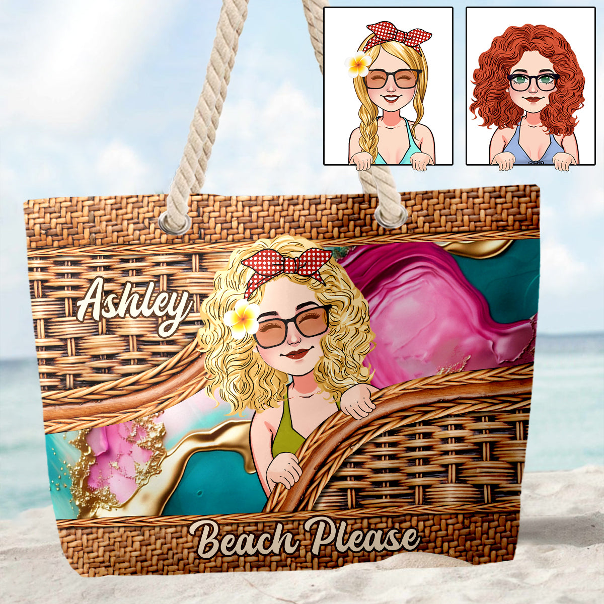 Beach Please - Personalized Sea Lover Beach Bag