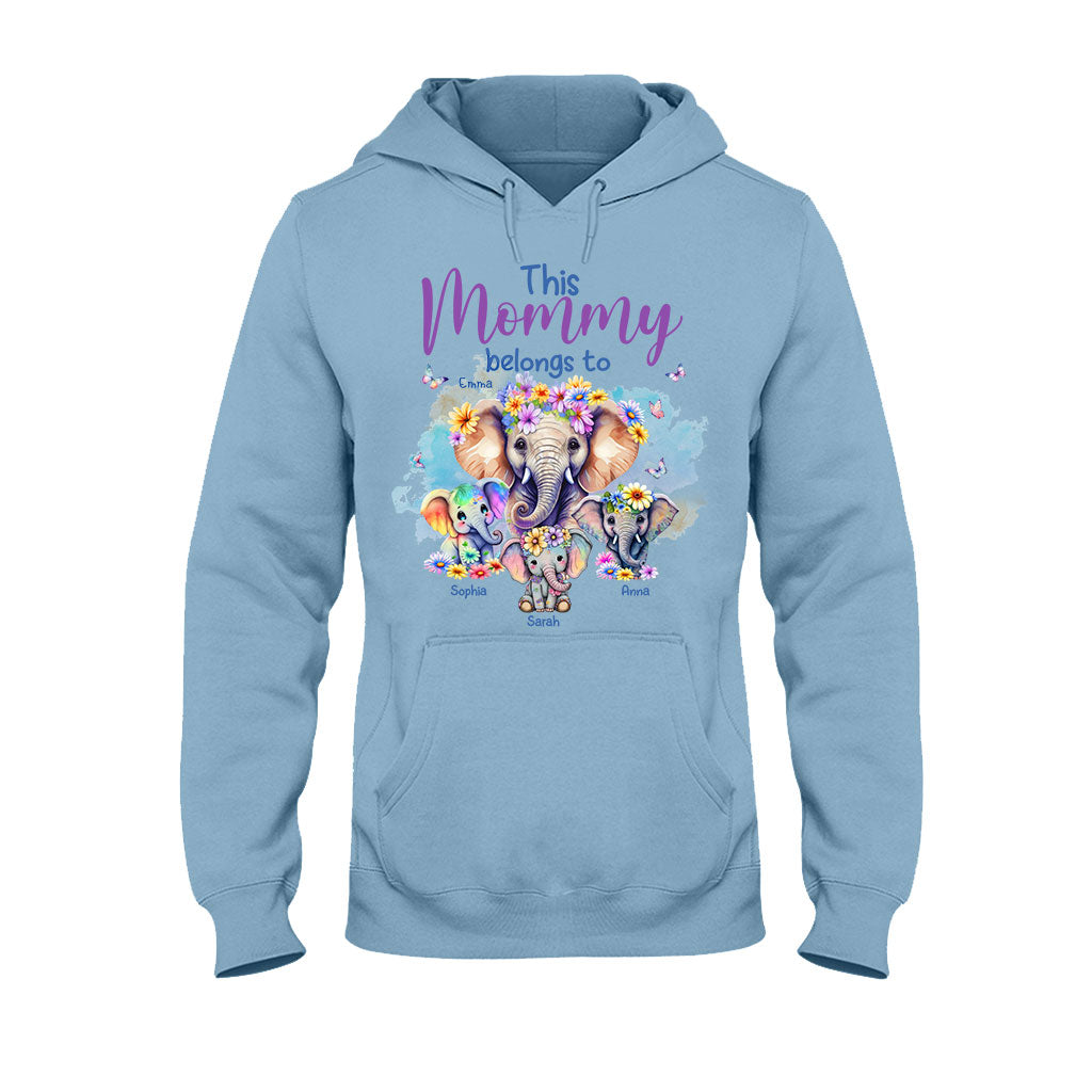 Éléphants à qui maman appartient - T-shirt et sweat à capuche personnalisés pour maman