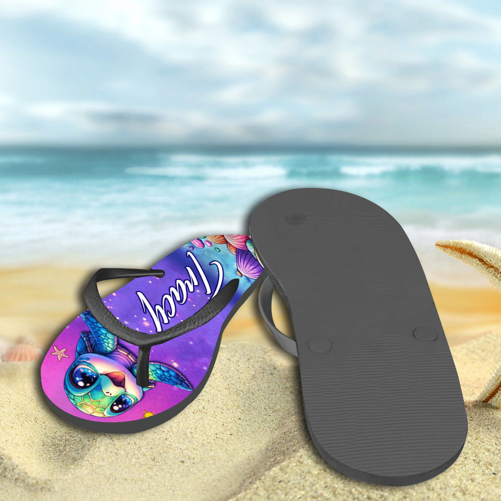 Salty Lil Beach Cutie Turles - Personalized Turtle Flip Flops
