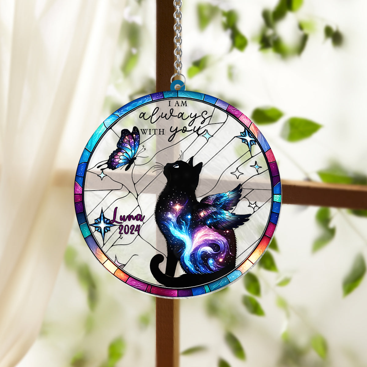 I Am Always With You - Personalized Cat Window Hanging Suncatcher Ornament