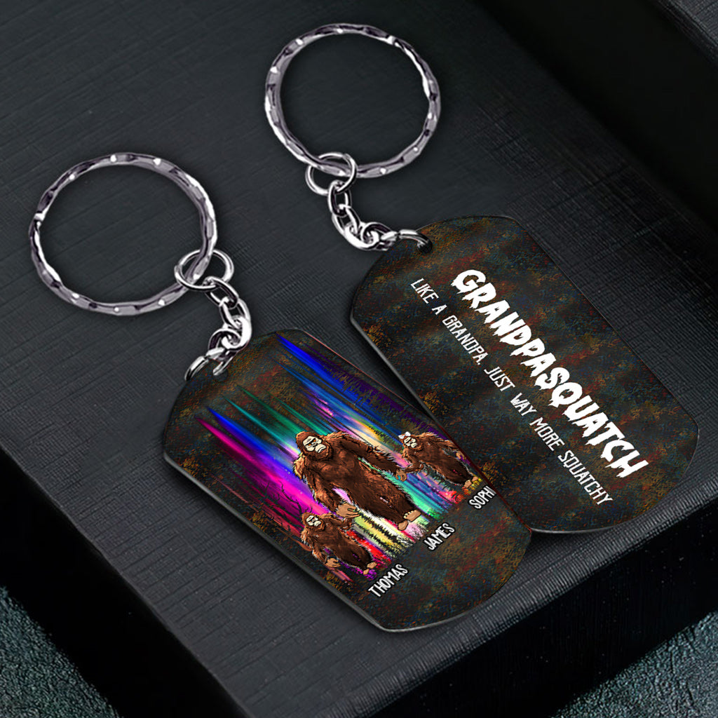 Grandpasquatch - Porte-clés personnalisé en acier inoxydable pour grand-père