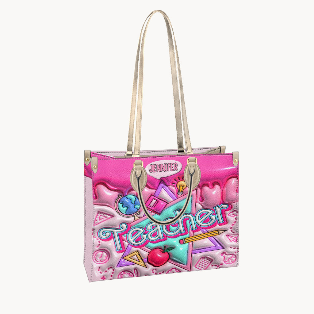 Sac à main en cuir rose gonflable - Sac à main personnalisé pour enseignante