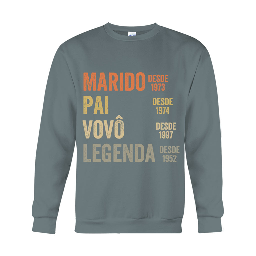 Marido Pai Vovô Legenda Desde - Personalized Grandpa T-shirt And Hoodie
