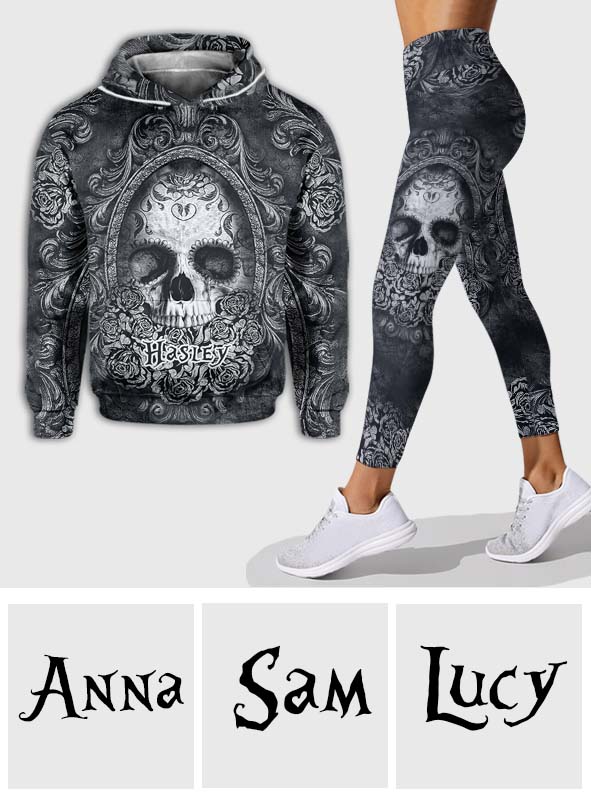 Tête de mort florale - Sweat à capuche et leggings personnalisés avec tête de mort