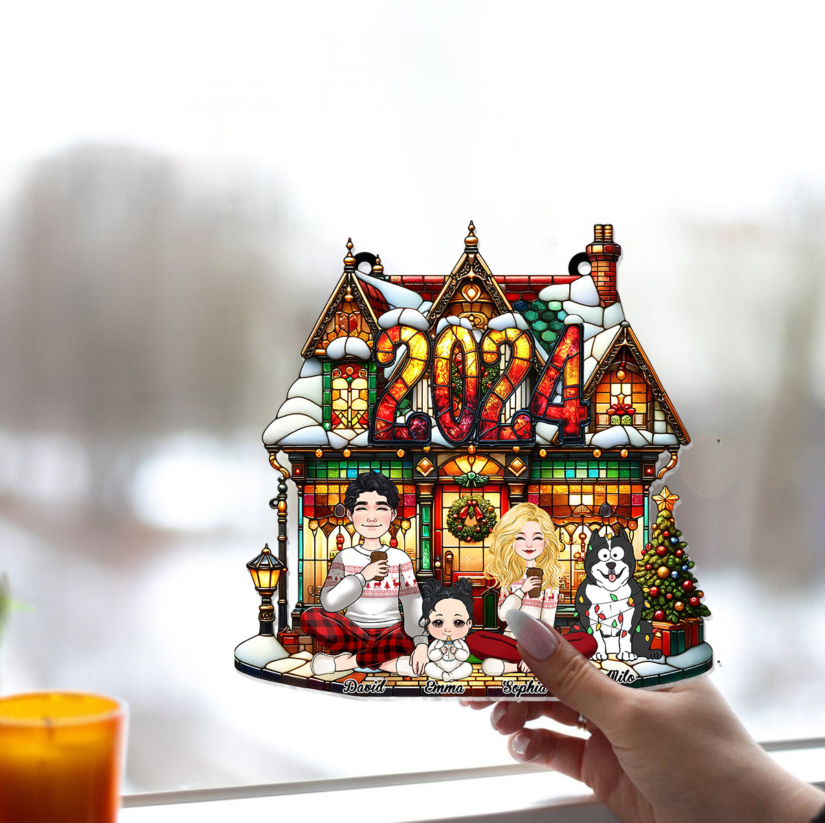 C'est nous - Ornement attrape-soleil personnalisé à suspendre à la fenêtre pour toute la famille 
