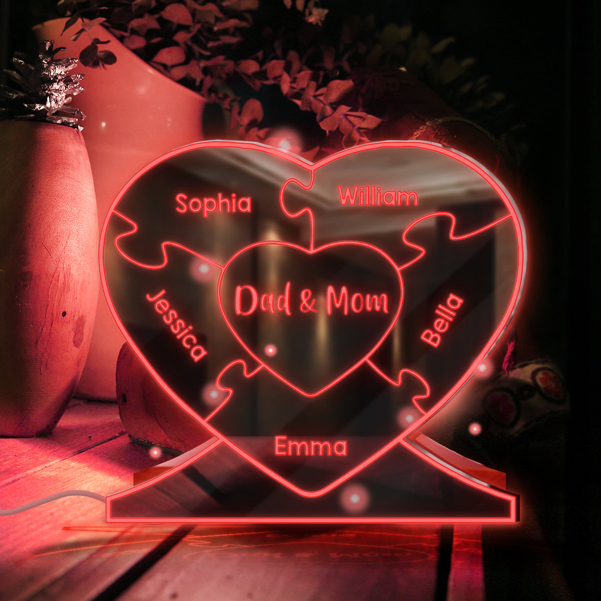 Heart Family - Personalized Family Mirror Light
