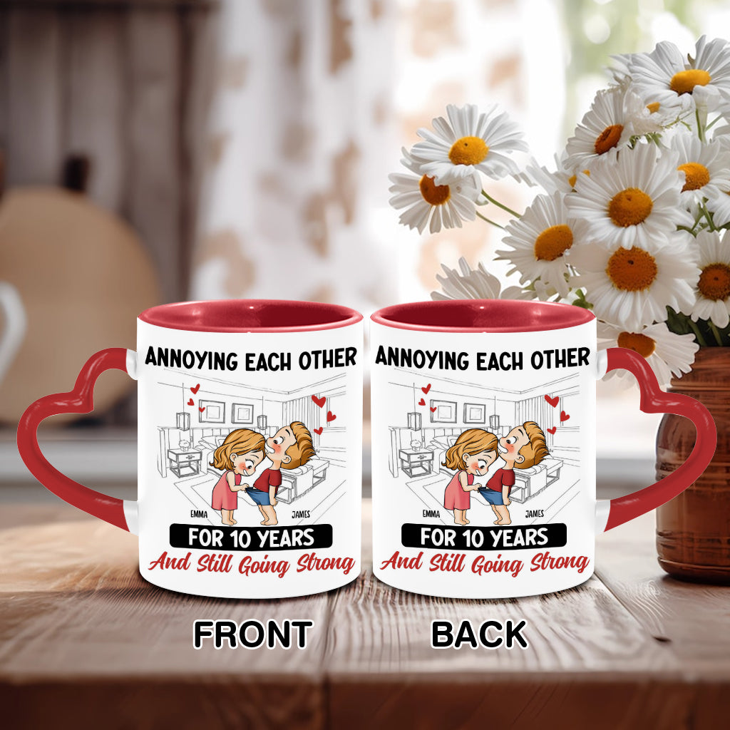 Annoying Each Other For Years And Still Going Strong - Personalized Couple Heart Handle Mug
