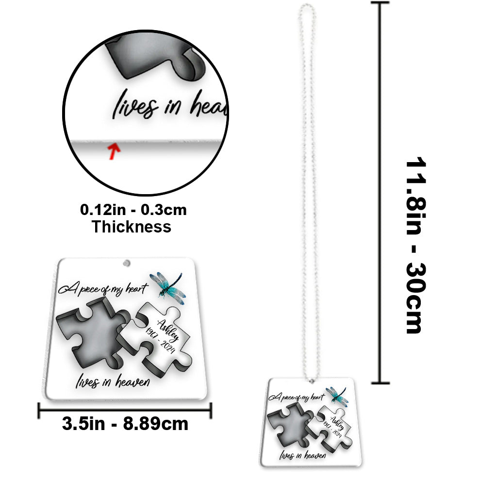 Porte-clés transparent commémoratif personnalisé - Papillon Libellule Plume Céleste -