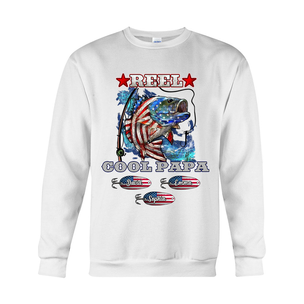 Reel Cool Papa Dad Uncle - Personalized Fishing T-shirt And Hoodie