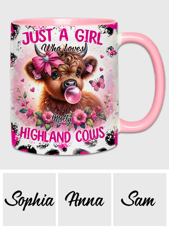 Mug personnalisé avec une adorable vache rose des Highlands