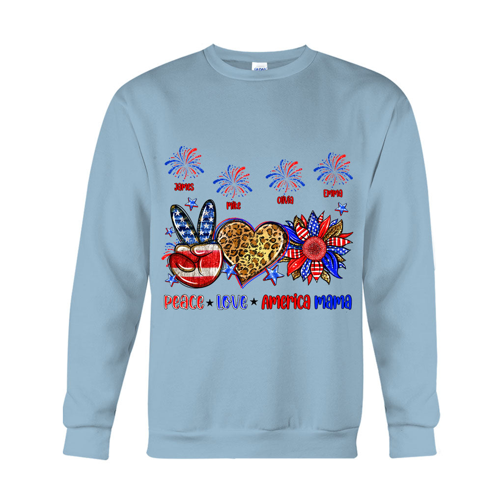 T-shirt et sweat à capuche personnalisés « Paix, Amour, Mamie Américaine, Maman » (tous titres) - Maman