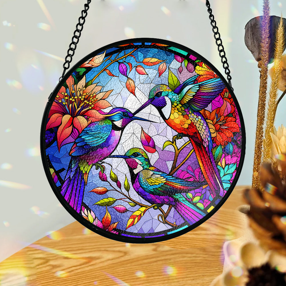 Amoureux des colibris - Attrape-soleil personnalisé en vitrail colibri
