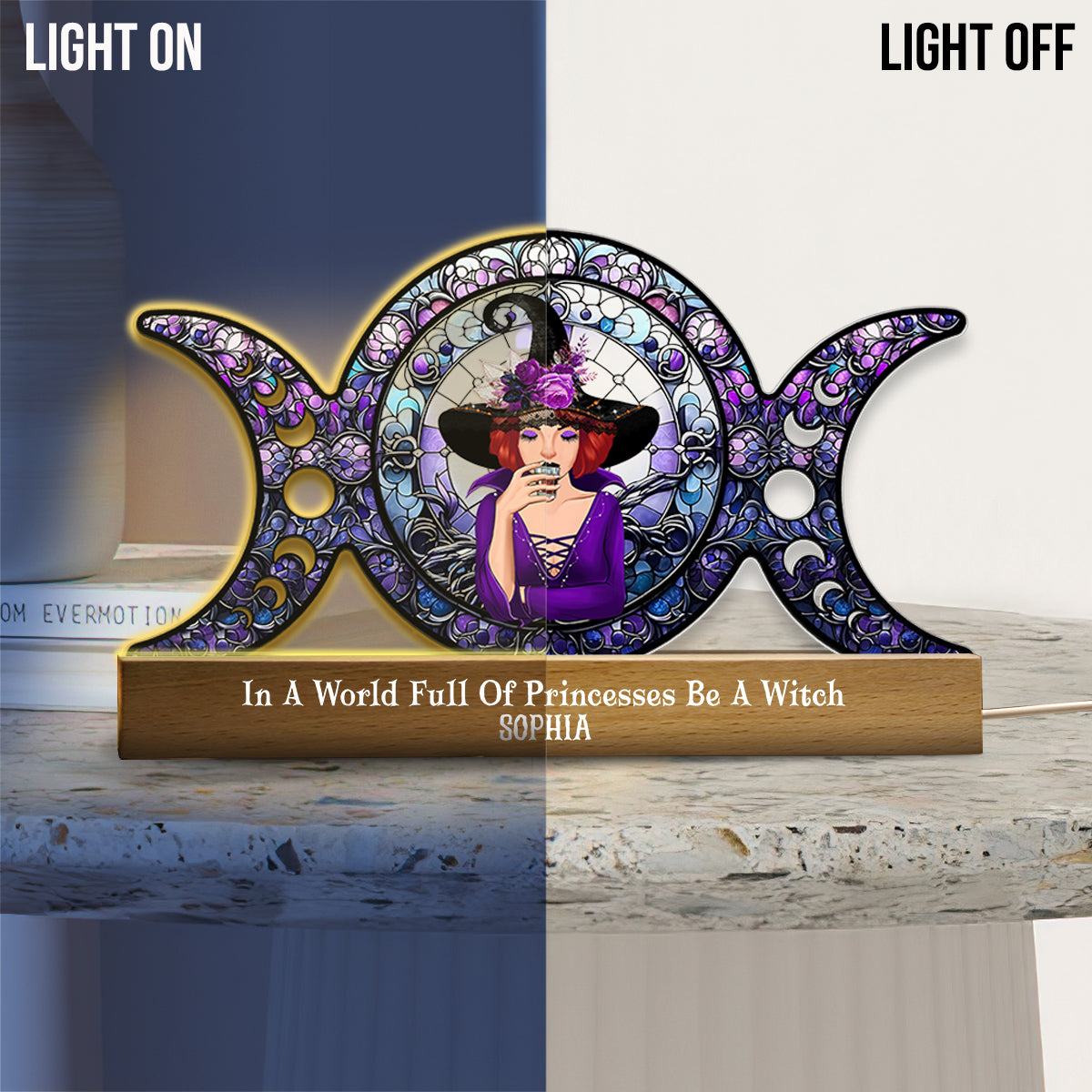 In A World Full Of Princesses Be A Witch - Personalized Witch Shaped Led Night Light