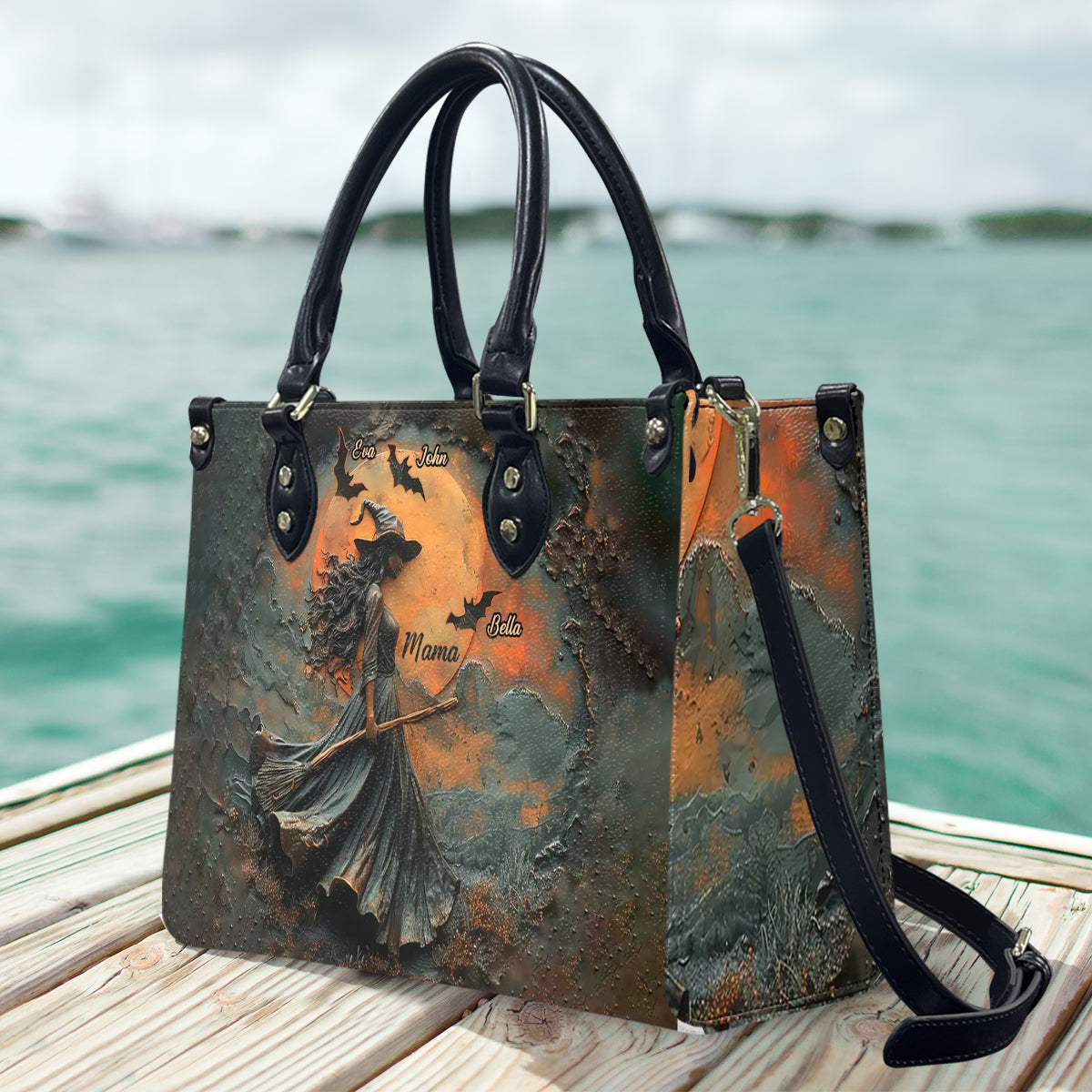 Joyeux Halloween - Sac à main personnalisé en cuir Mother Leather