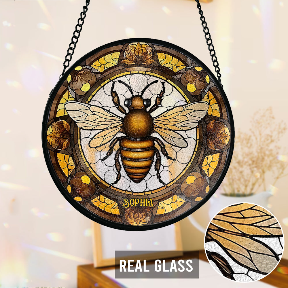 Magnifique abeille - Attrape-soleil personnalisé en vitrail avec motif abeille