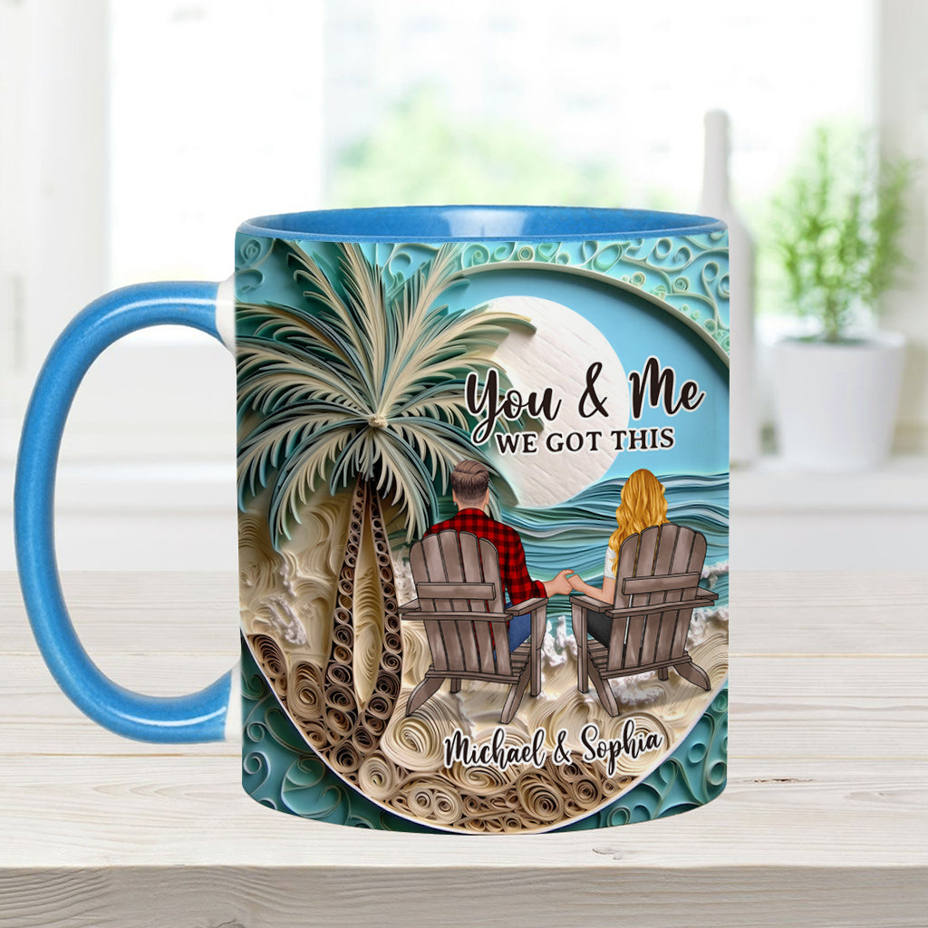 Mug personnalisé « Scène de plage » pour couple