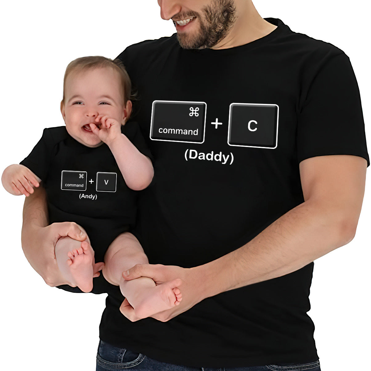 T-shirt et body personnalisés « Tel père, tel fils, telle fille » (humour) - Papa et bébé