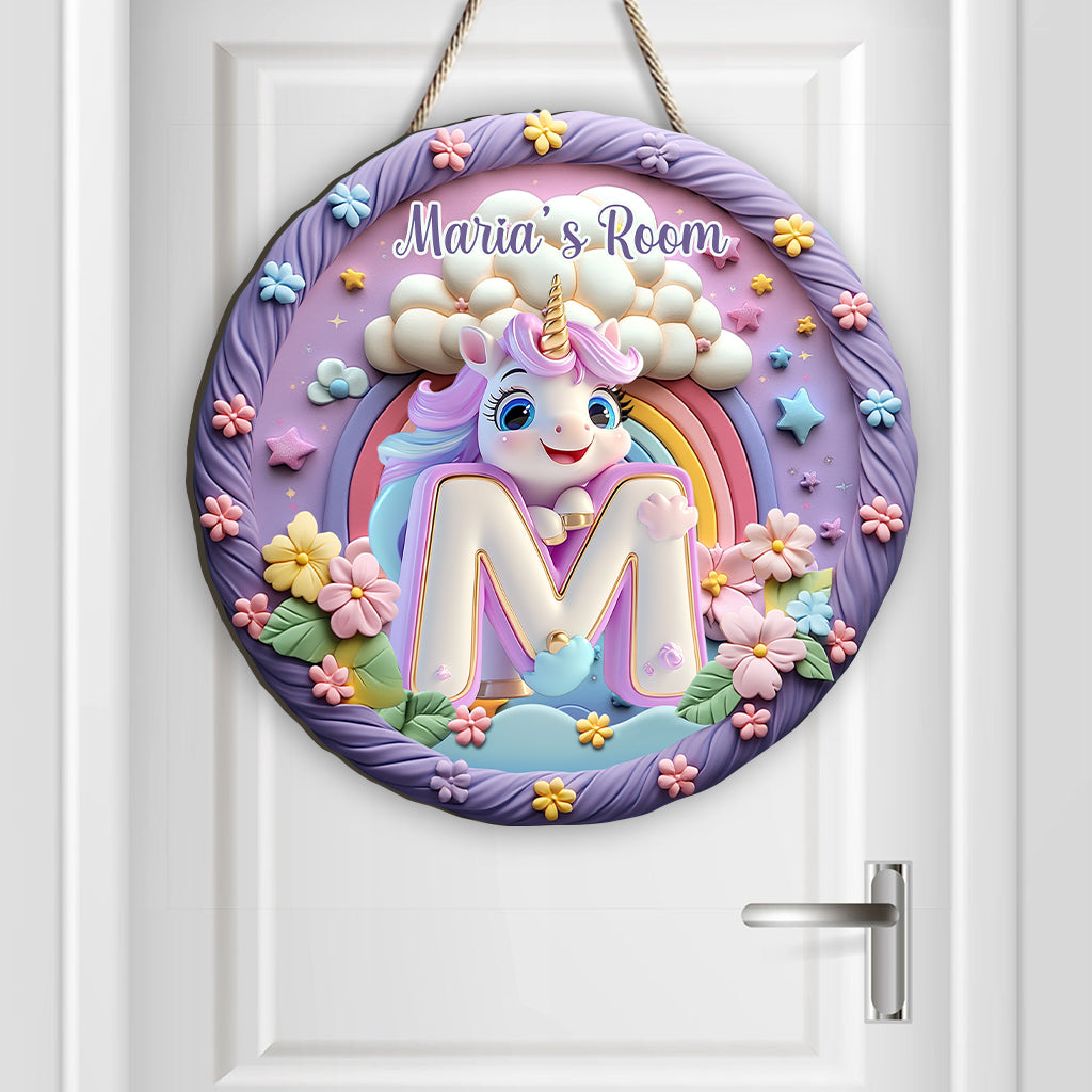 Lettre Licorne Mignonne - Panneau en Bois Personnalisé pour Enfant - Forme Personnalisée